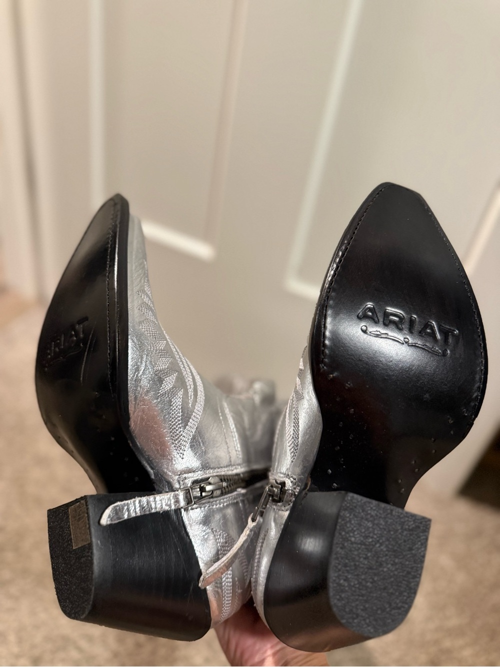 Ariat Metallic Silver Embossed Cowboy Boots - Picture 3 of 3